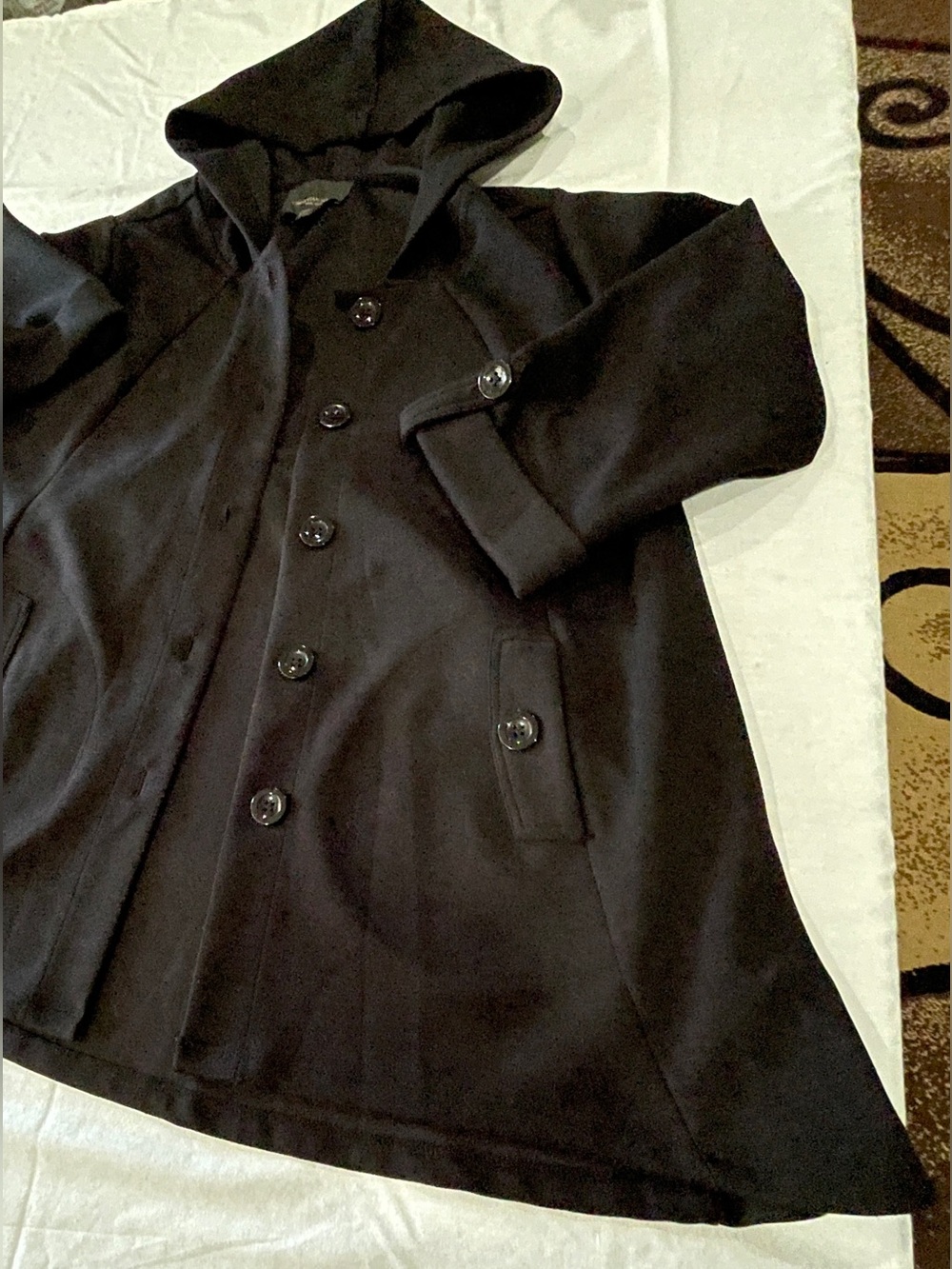Looser Fit, Flared, Black Shorter Trench Coat w/Pockets by Christian Siriano 1x